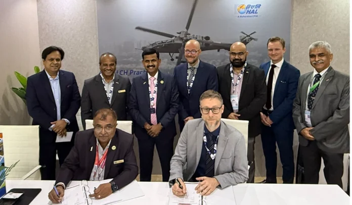 HAL Inks Pact With Germany’s HENSOLDT for Advanced Helicopter Obstacle-Avoidance and DVE Systems at Dubai Air show 2025