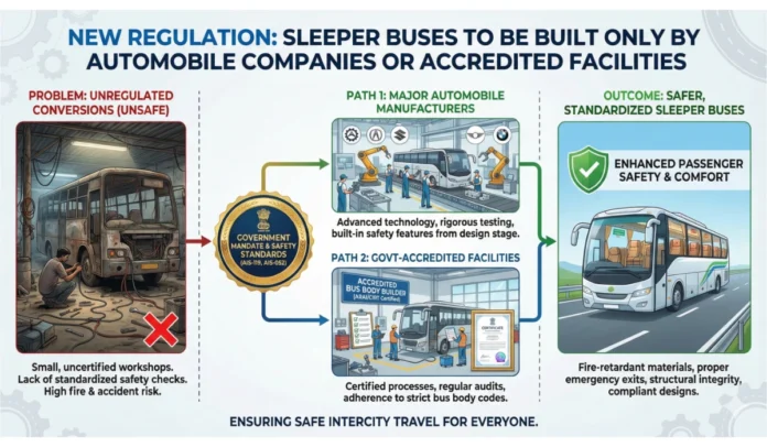 Sleeper Bus Bodies to Be Built Only by Automobile Companies or Approved Facilities