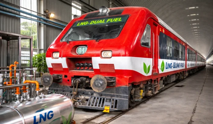 India’s first LNG–diesel dual-fuel DEMU train